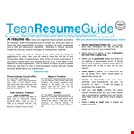 Teenage Skills Resume example document template