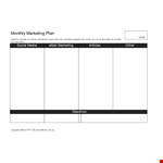 Monthly Marketing Plan Sample example document template