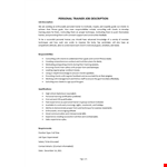 Personal Trainer Job Description example document template