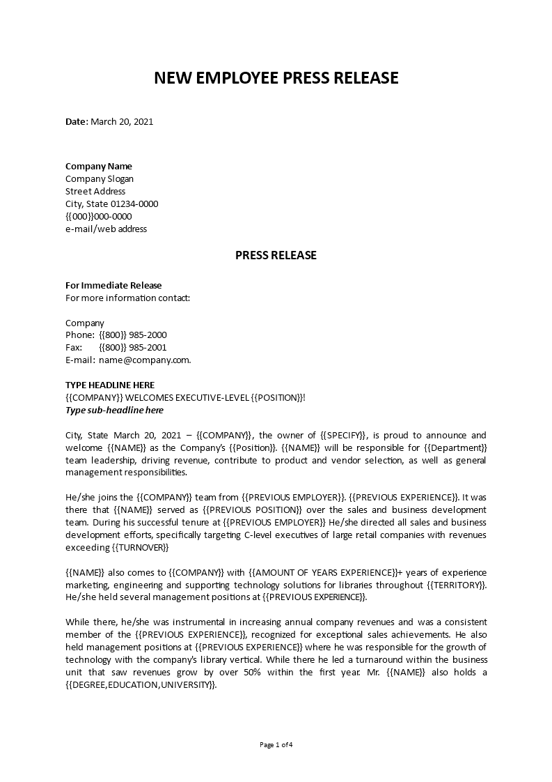 press release new employee