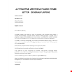 Automotive Master Mechanic cover letter  example document template
