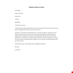 Personal Reference Letter | Always There for You - Samantha example document template