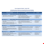 Course Assignment Schedule Template - Organize Your Research, Chapters, and Blackboard example document template