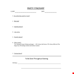 Deluxe Party Itinerary Example: Party, Dance Contest & More! example document template