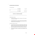 Divorce Agreement | Property, Party Names & More | Defendant Insert example document template