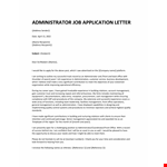 Administrator Job application letter example document template