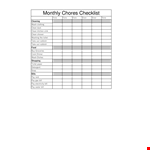 Monthly Chore Checklist Template example document template