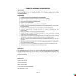 IT Assembly Job Description example document template