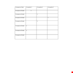 Comparison Chart Template: Easily Compare Details and Competitors example document template
