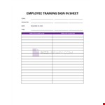 Employee Training Sign In Sheet example document template