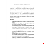Real Estate Salesperson Job Description example document template