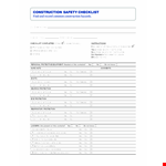 Create a Safer Workplace with Our Construction Safety Checklist Template example document template
