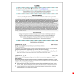 Sales and Marketing Management Executive Resume | Business, Sales, Management, Product example document template