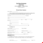 Restaurant Event Contract - Manage Your Customer's Final Palace Event example document template