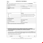 Certificate of Conformance | Supplier | Enter Required Details example document template
