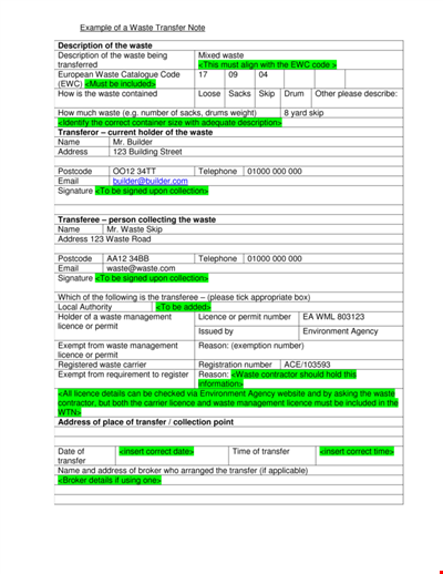 Transfer Note Template | Easy-to-Use Example for Employee Transfers