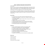 Email Campaign Manager Job Description example document template