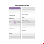 Examples of Executive Summaries example document template