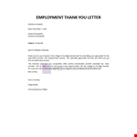 Employment Thank You Letter example document template