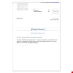Project Stakeholder Management Plan example document template