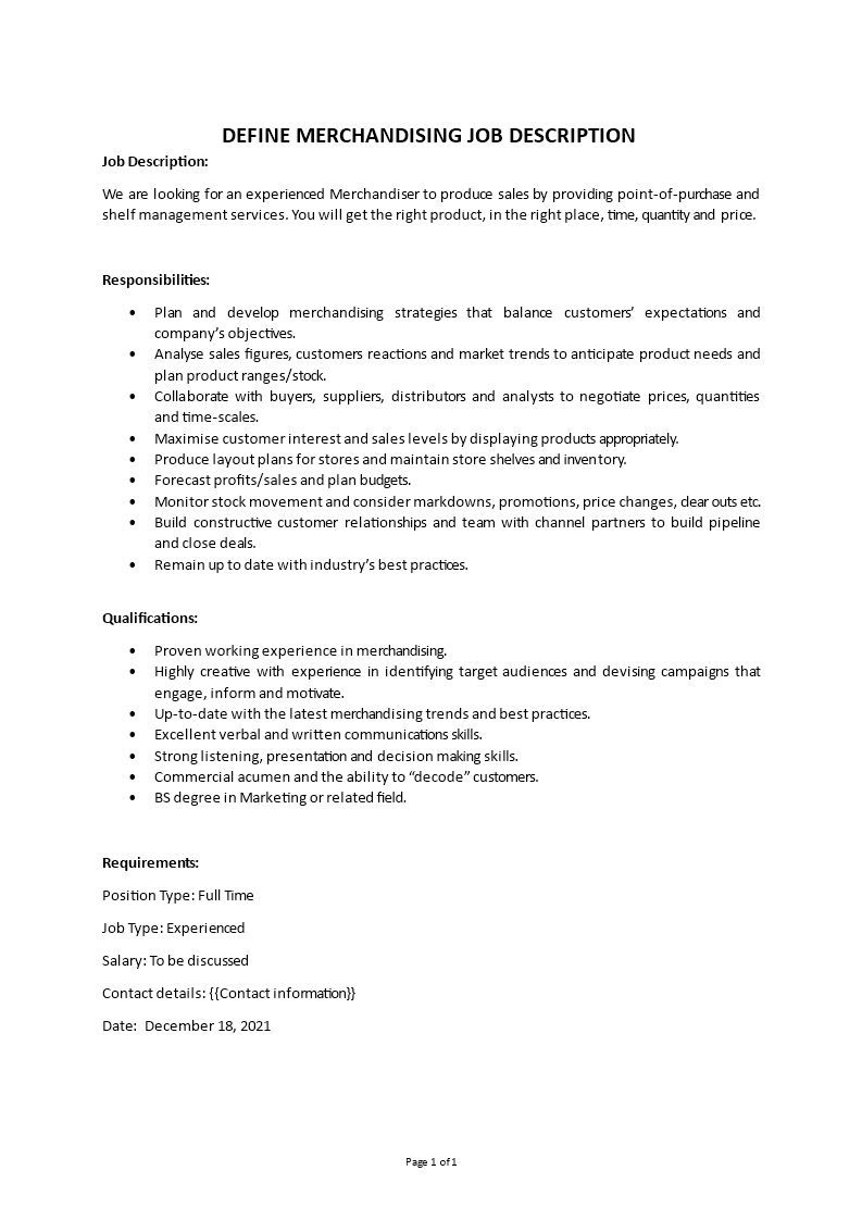 merchandising job description