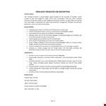 Freelance Producer Job Description example document template