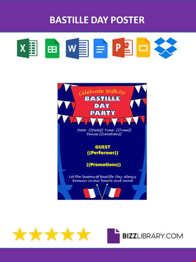 Poster template in celebrating Bastille Day