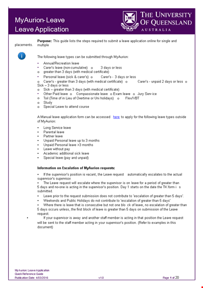 Formal Leave Application Email Template
