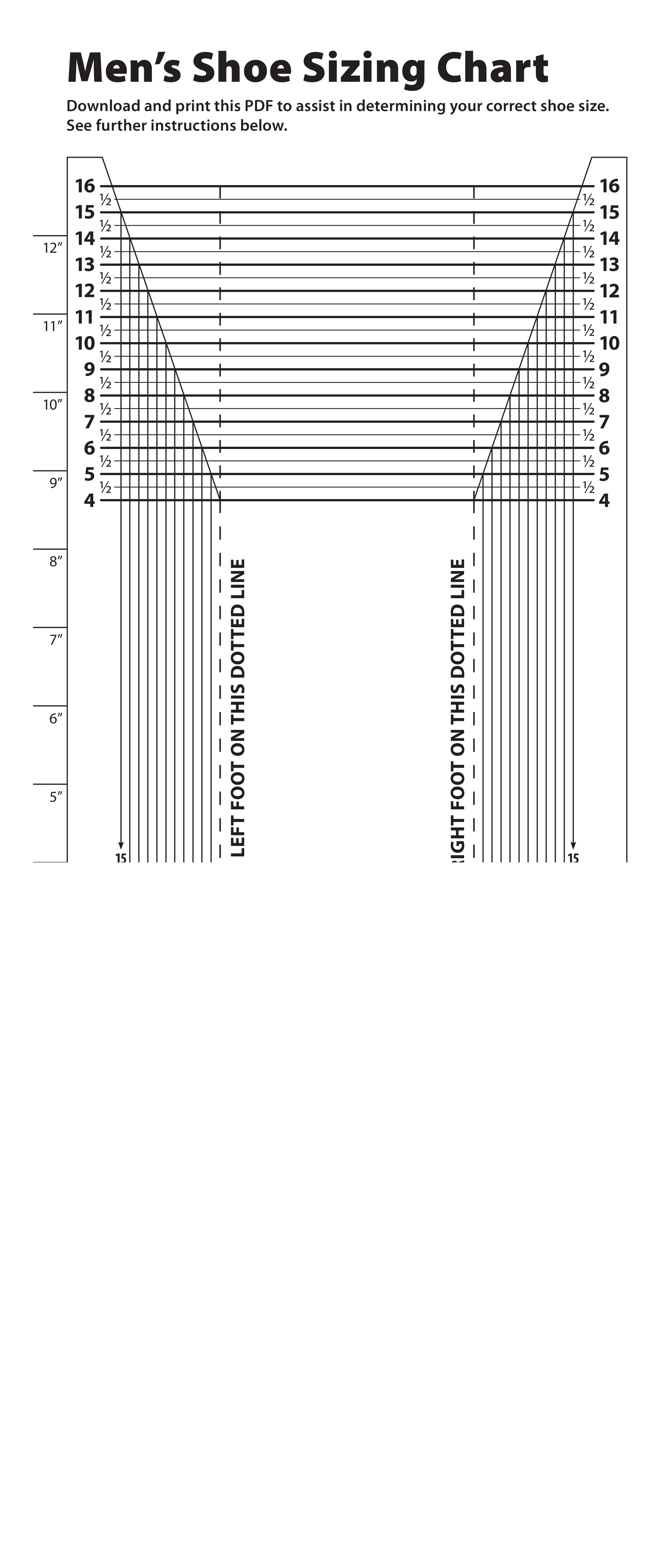 Printable Mens Shoe Size Chart Printable Mens Shoe Size Chart