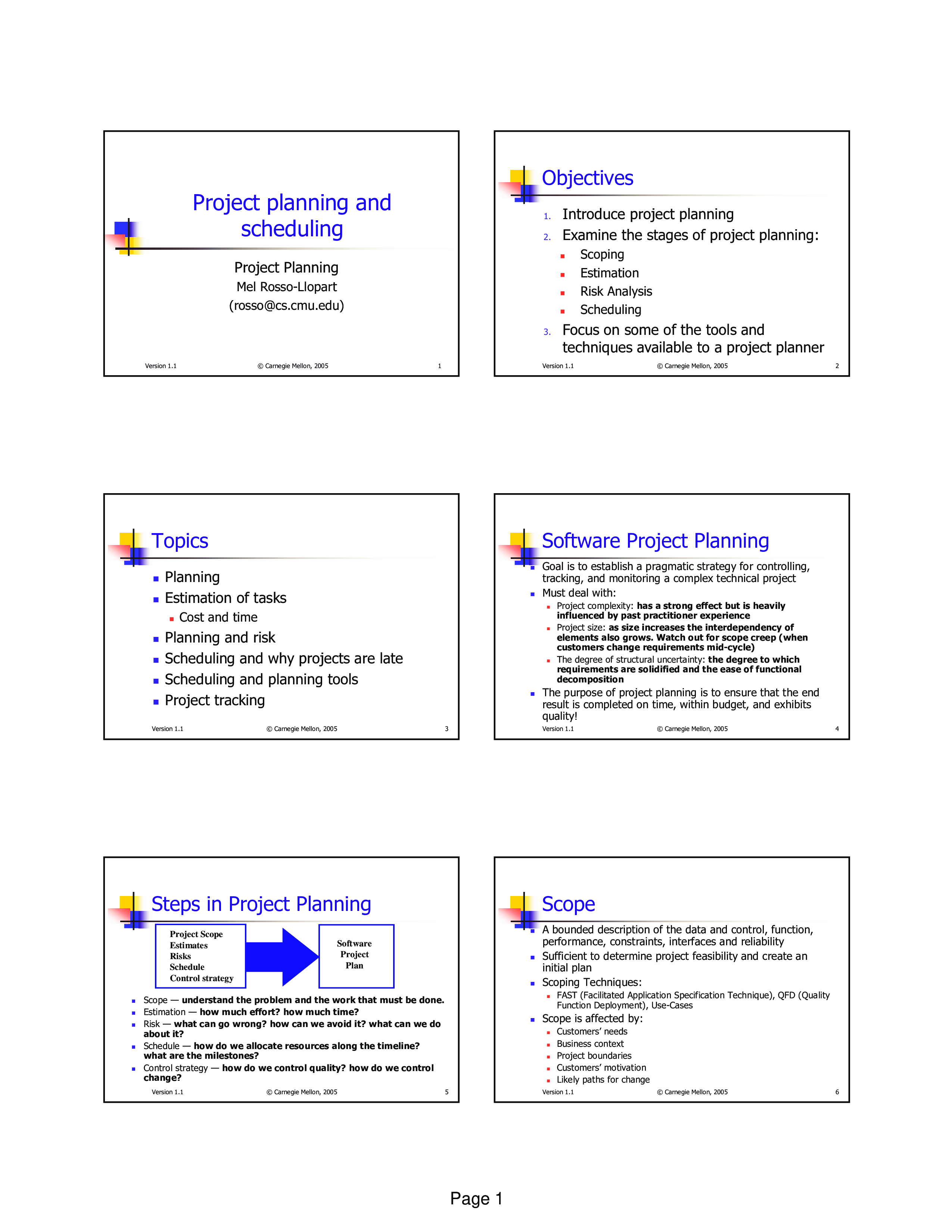 Project planning and scheduling