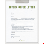 Sample Marketing Internship Offer Letter | Company Employment example document template 