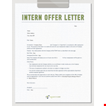 Sample Marketing Internship Offer Letter | Company Employment example document template
