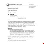 Small Business Warning Letter Template example document template