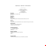High School Resume No Work Experience example document template