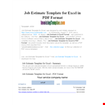 Professional Estimate Template in Excel Format example document template