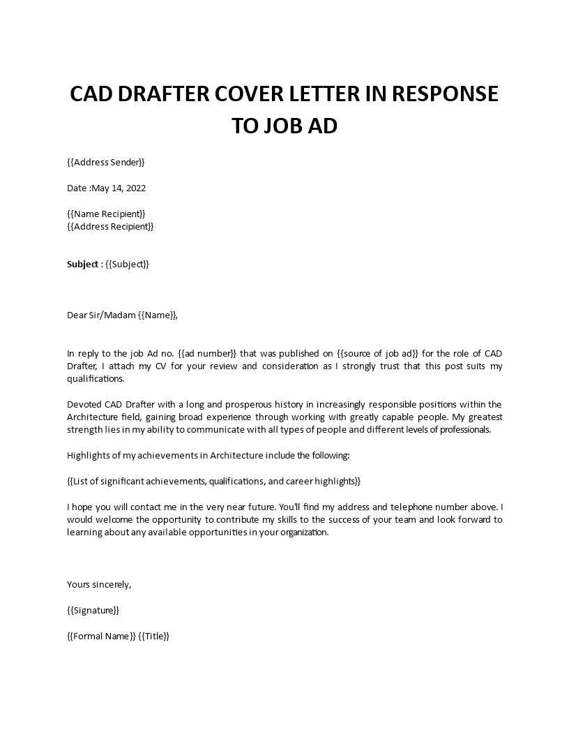 cad drafter cover letter Main Image cad drafter cover letter