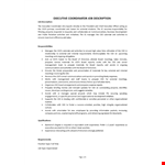 Executive Coordinator Job Description example document template