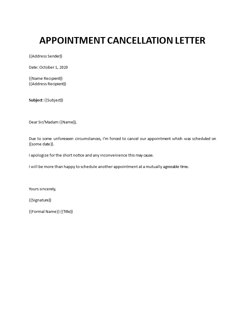 appointment cancelled letter