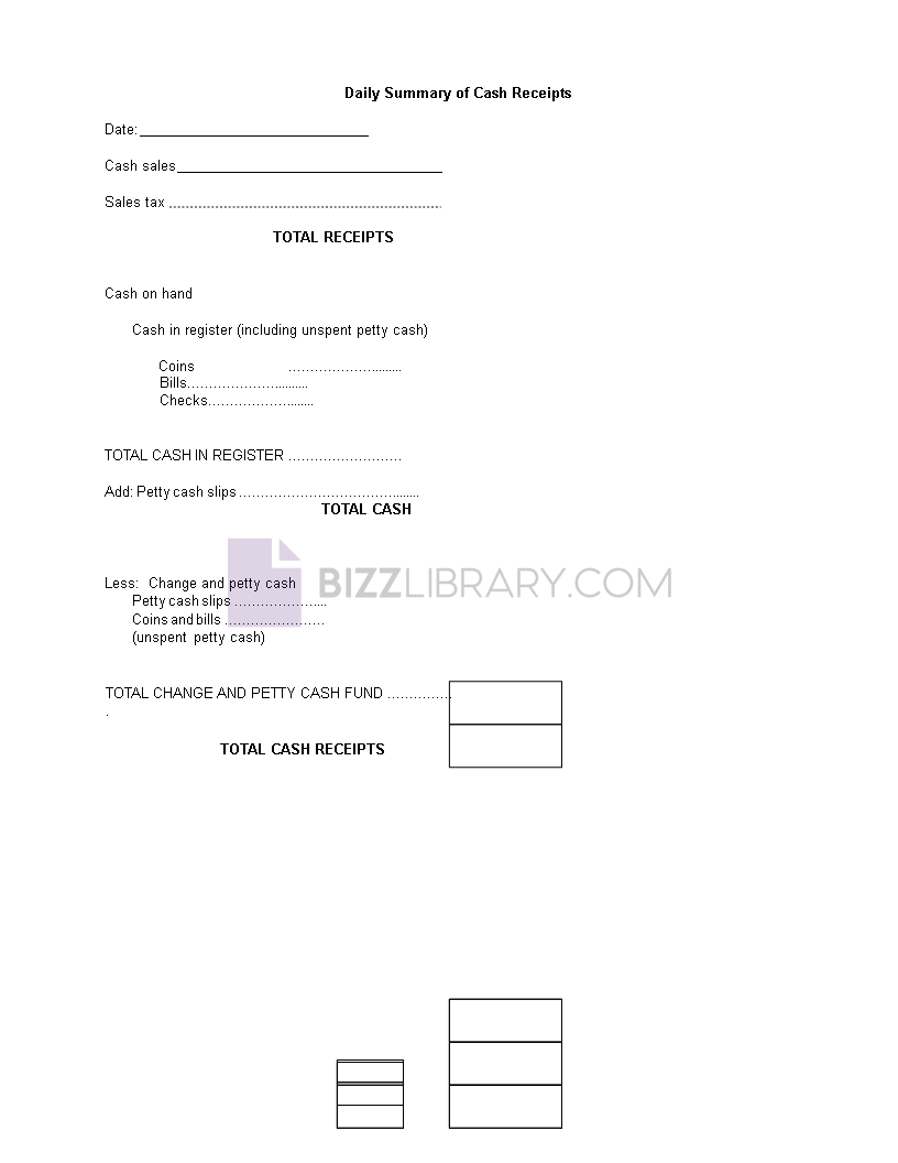 daily cash receipt form template