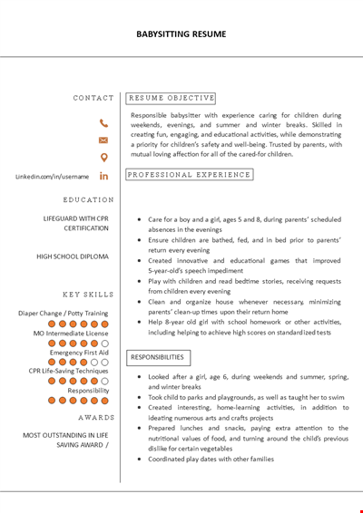 Babysitting Resume
