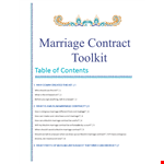 Marriage Contract Template | Simplified Legal Agreement for Divorce & Marriage example document template