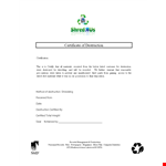 Certificate of Destruction - Secure Materials Destruction & Shredding Services example document template
