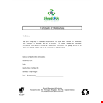 Certificate of Destruction - Secure Materials Destruction & Shredding Services example document template 