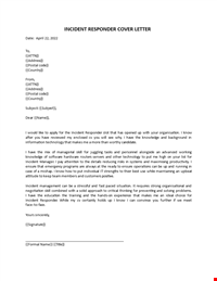 Incident Responder Cover Letter
