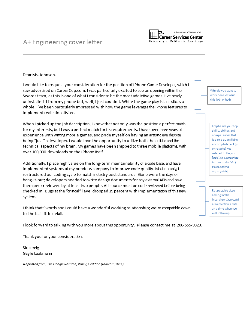Sample Engineering Resume Cover Letter
