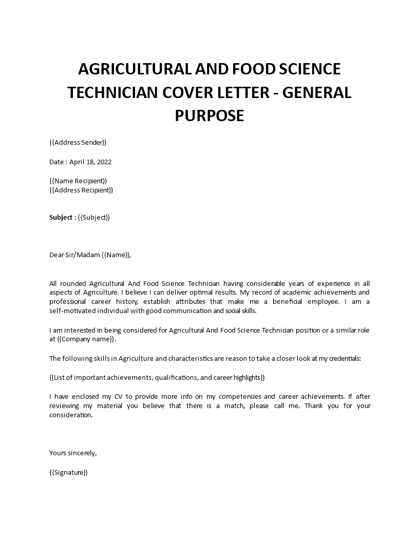 cover letter agricultural field technician no experience Main Image cover letter agricultural field technician no experience template
