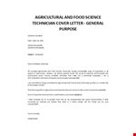 Cover Letter Agricultural Field Technician no experience example document template