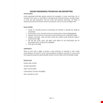 Sound Engineering Technician Job Description  example document template