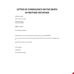 Condolences message for loss of mother example document template
