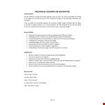Mechanical Engineer Job Description example document template